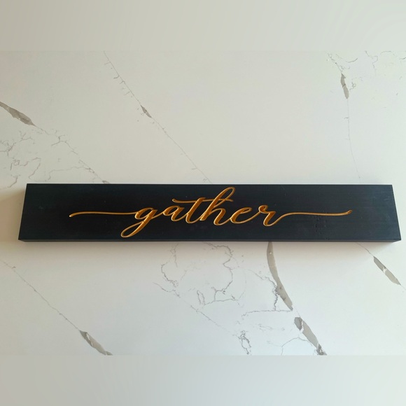 🪵 NWOT Engraved Wooden Sign “Gather” - Picture 1 of 3